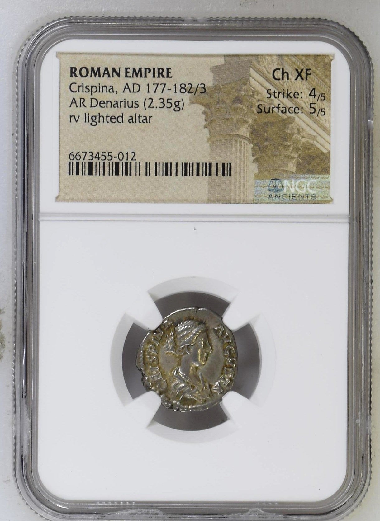 Roman Empire - Crispina - Silver Denarius - NGC Ch XF - RIC:281