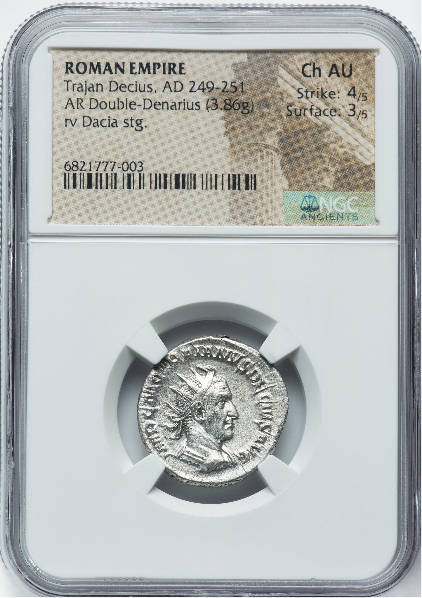 Roman Empire - Trajan Decius - Silver Double-Denarius - NGC Ch AU - RIC:12b
