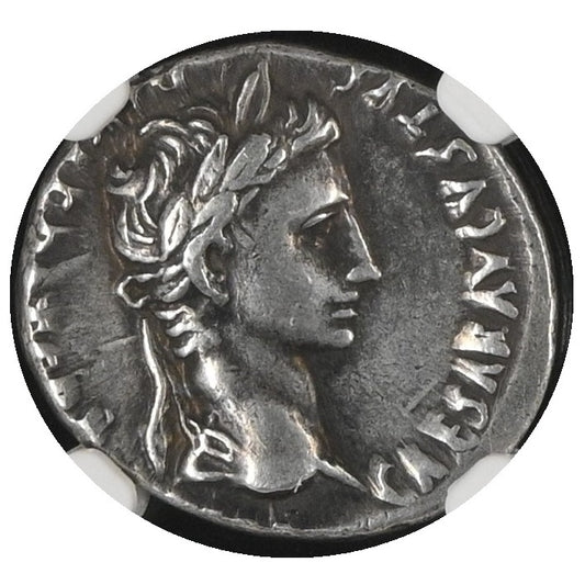 Roman Empire - Augustus - Silver Denarius - NGC Ch VF - RIC:207