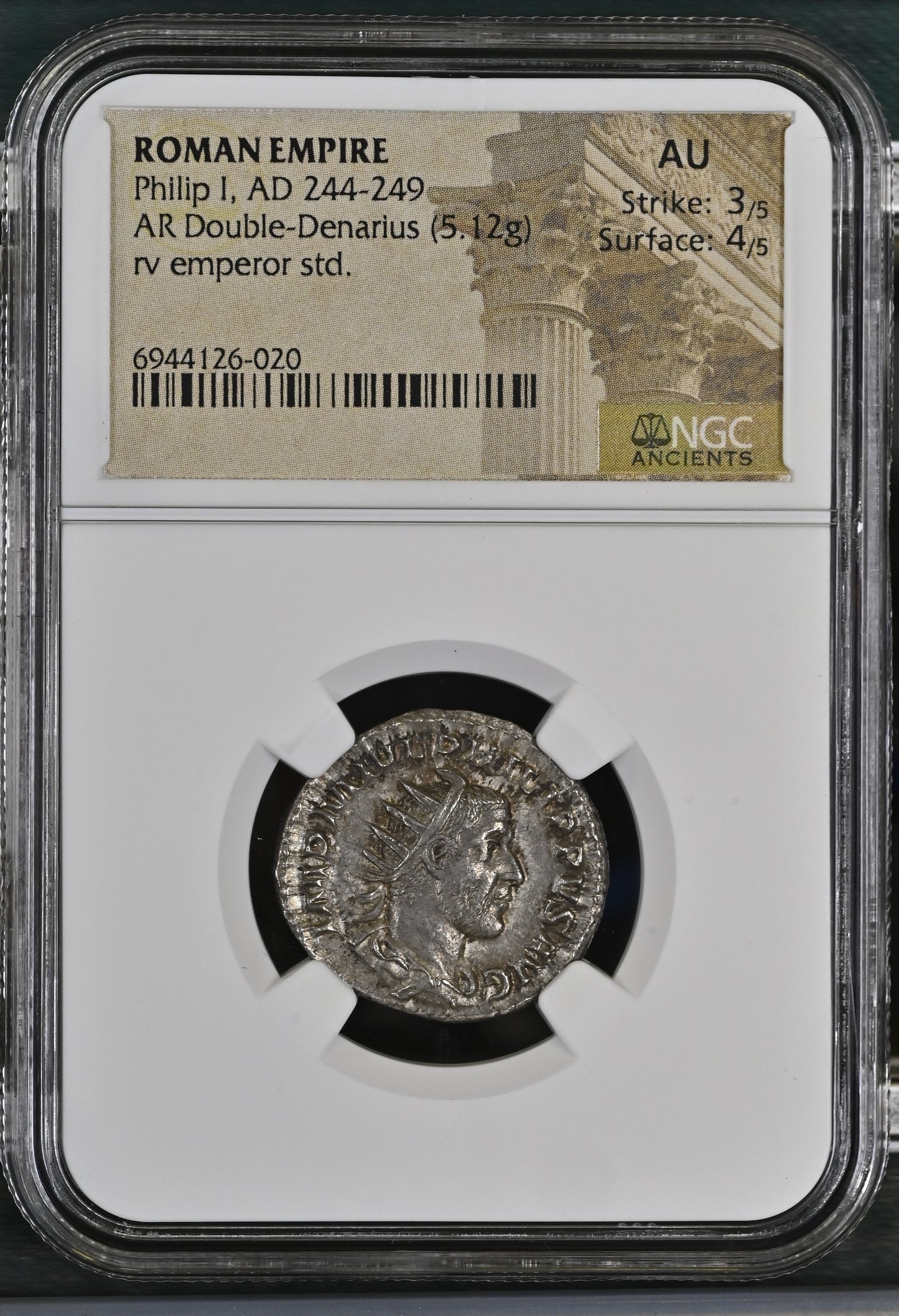 Roman Empire - Philip I - Silver Double-Denarius - NGC AU - RIC:2b