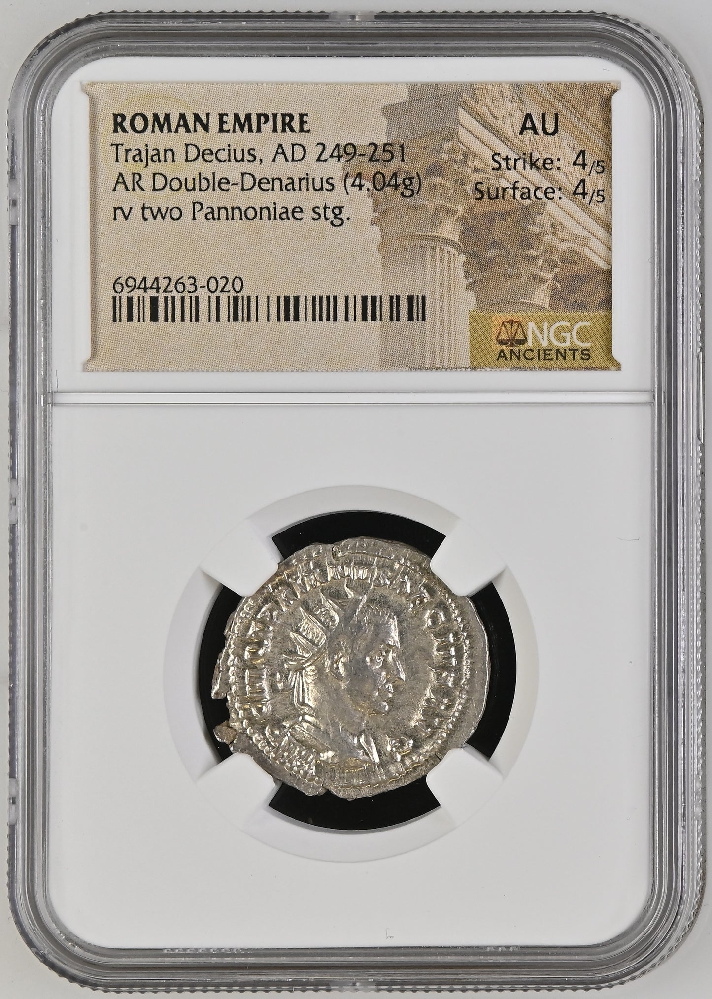Roman Empire - Trajan Decius - Silver Double-Denarius - NGC AU - RIC:21b