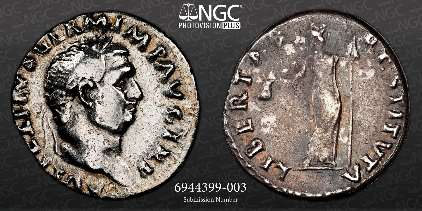 Roman Empire - Vitellius - Silver Denarius - NGC Ch F - RIC:105
