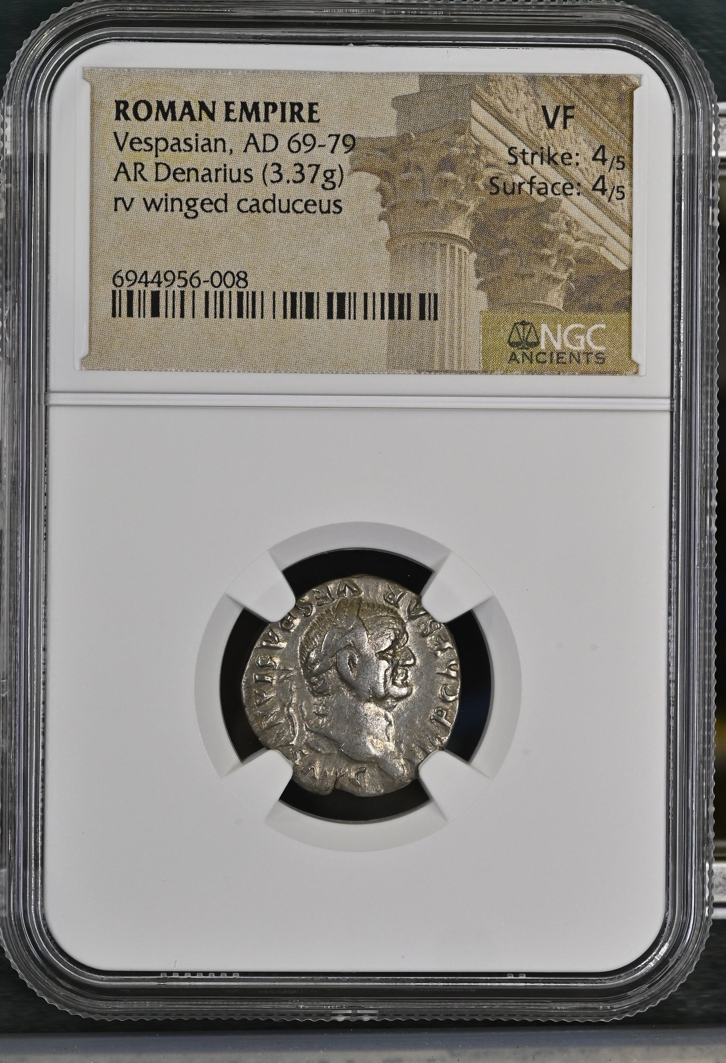 Roman Empire - Vespasian - Silver Denarius - NGC VF- RIC:684