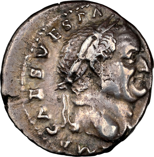 Roman Empire - Vespasian - Silver Denarius - NGC Ch VF - RIC:43
