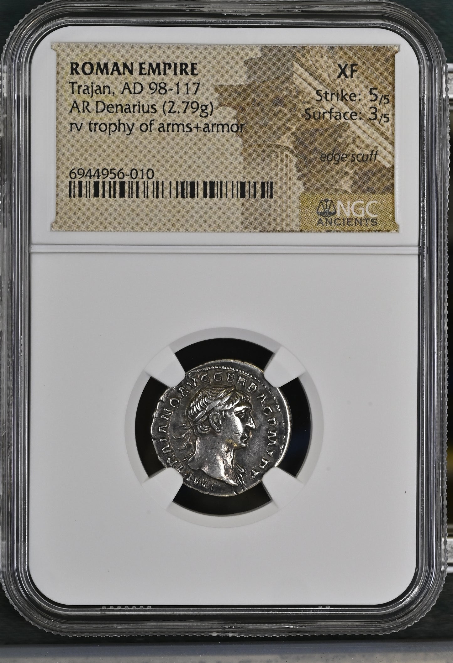 Roman Empire - Trajan - Silver Denarius - NGC XF - RIC:147b