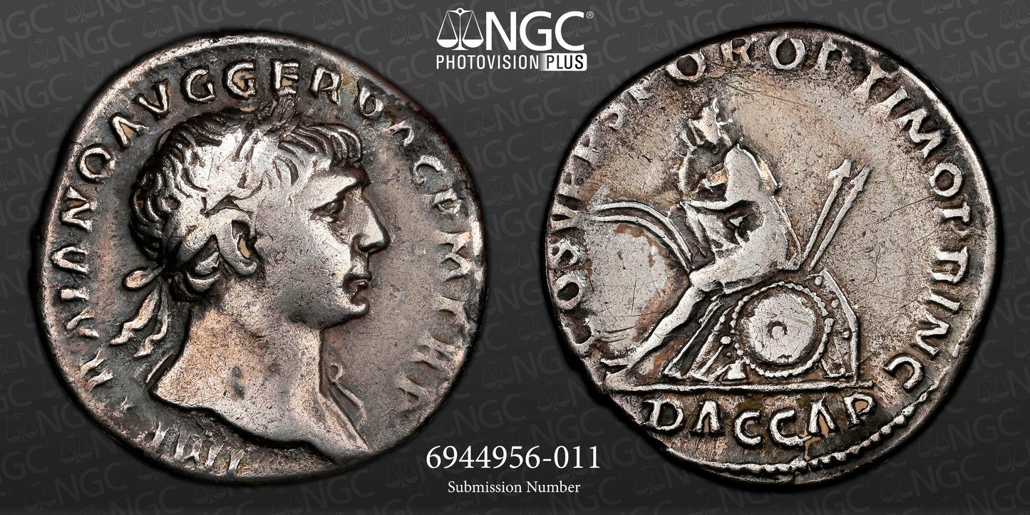 Roman Empire - Trajan - Silver Denarius - NGC Ch F - Sear:3136