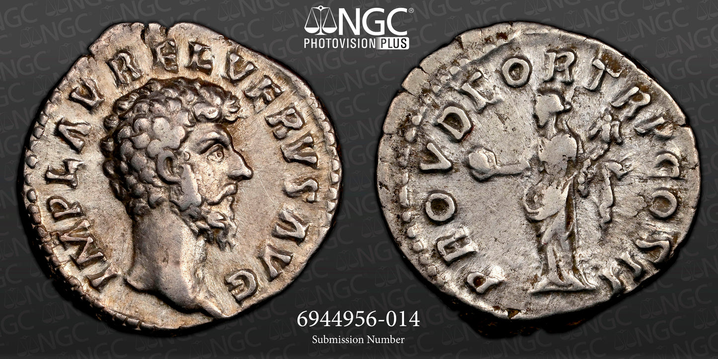 Roman Empire - Lucius Verus - Silver Denarius - NGC Ch VF - RIC:491