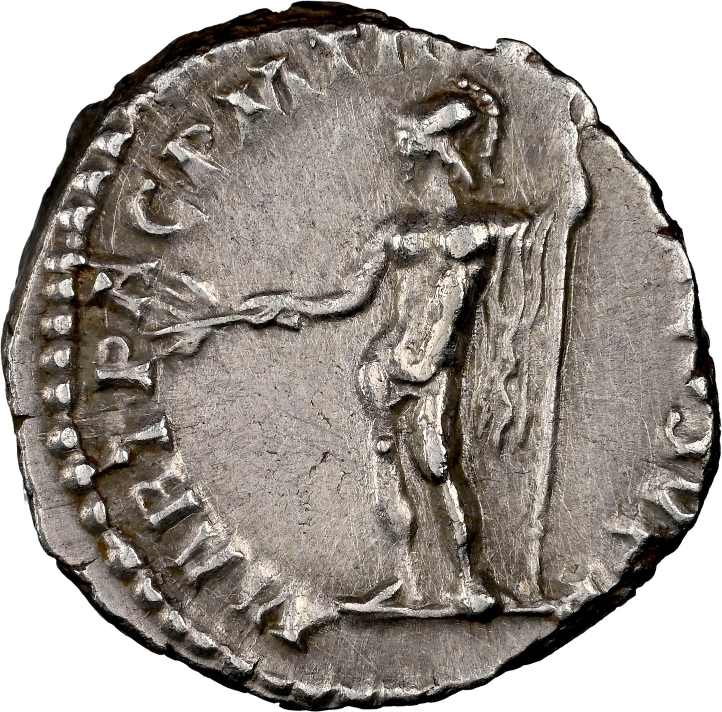 Roman Empire - Commodus - Silver Denarius - NGC Ch XF - RIC:175