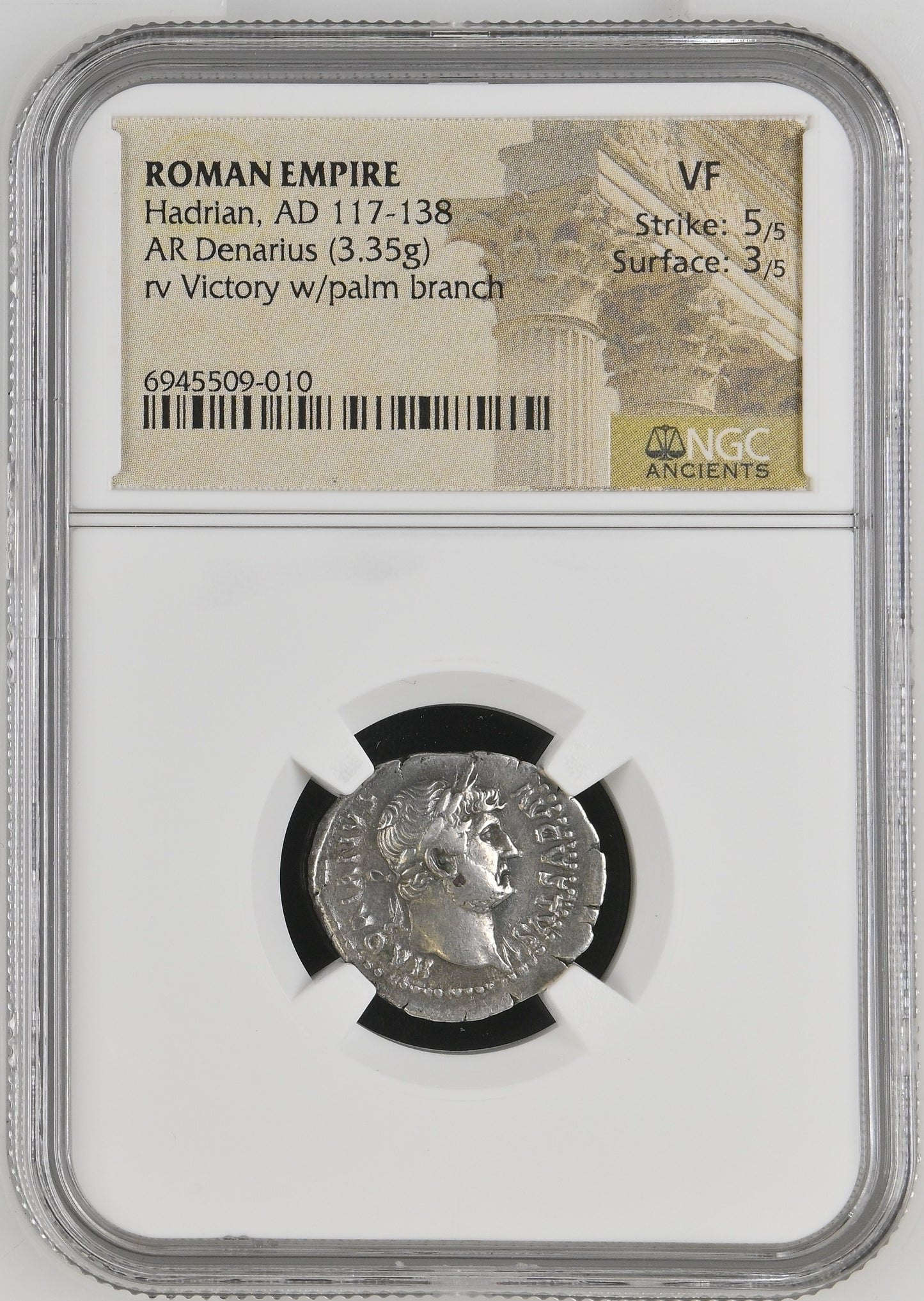 Roman Empire - Hadrian - Silver Denarius - NGC VF - RIC:848