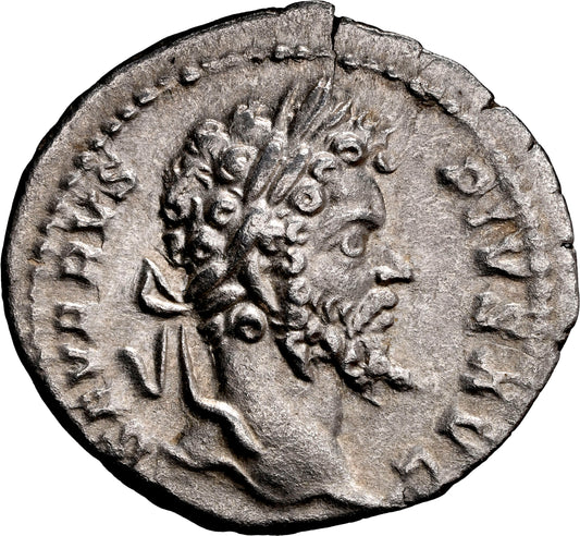 Roman Empire - Septimius Severus - Silver Denarius - NGC Ch XF - RIC:176