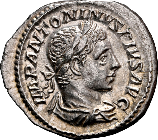 Roman Empire - Elagabalus - Silver Denarius - NGC Ch XF - RIC:28