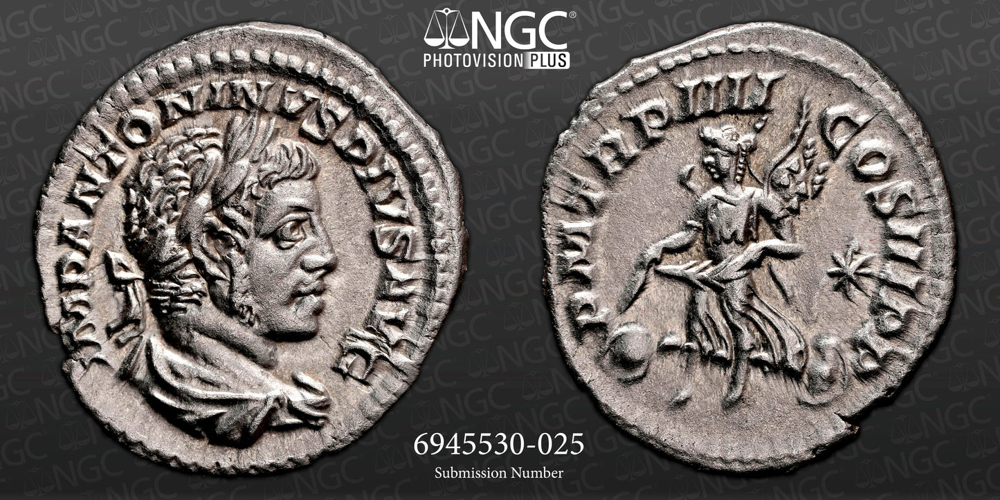 Roman Empire - Elagabalus - Silver Denarius - NGC Ch AU - RIC:45