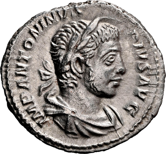 Roman Empire - Elagabalus - Silver Denarius - NGC Ch AU - RIC:131