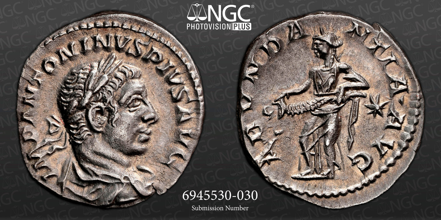 Roman Empire - Elagabalus - Silver Denarius - NGC Ch AU - RIC:56