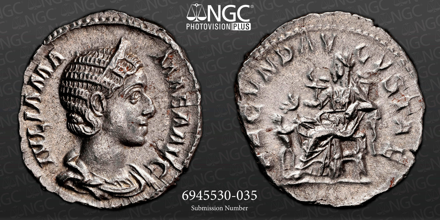 Roman Empire - Julia Mamaea - Silver Denarius - NGC Ch AU - RIC:332