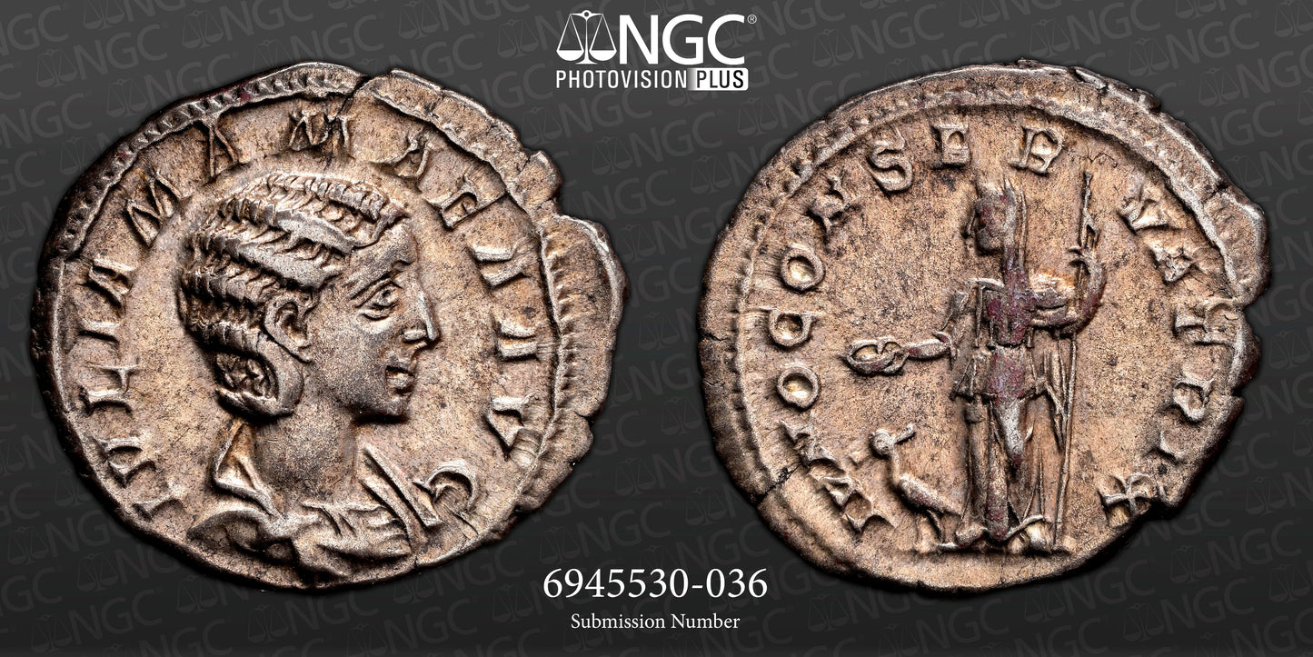 Roman Empire - Julia Mamaea - Silver Denarius - NGC Ch VF - RIC:343