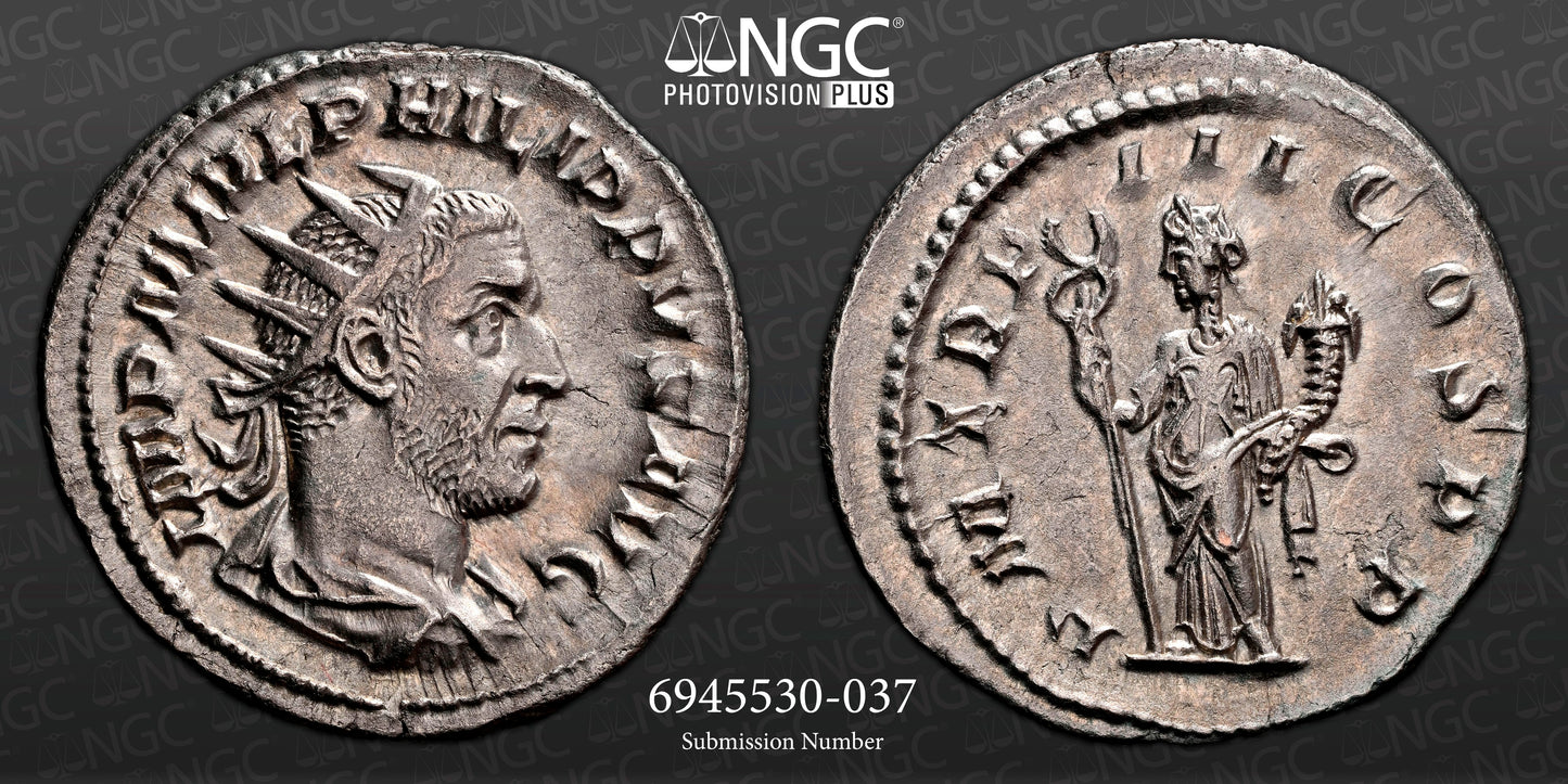 Roman Empire - Philip I - Silver Double-Denarius - NGC Ch AU - RIC:3