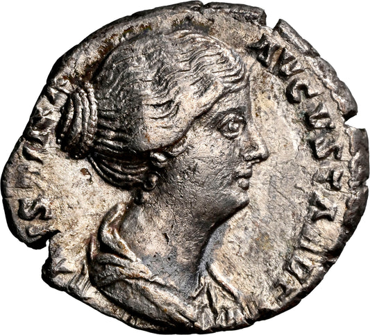 Roman Empire - Faustina II - Silver Denarius - NGC Ch VF