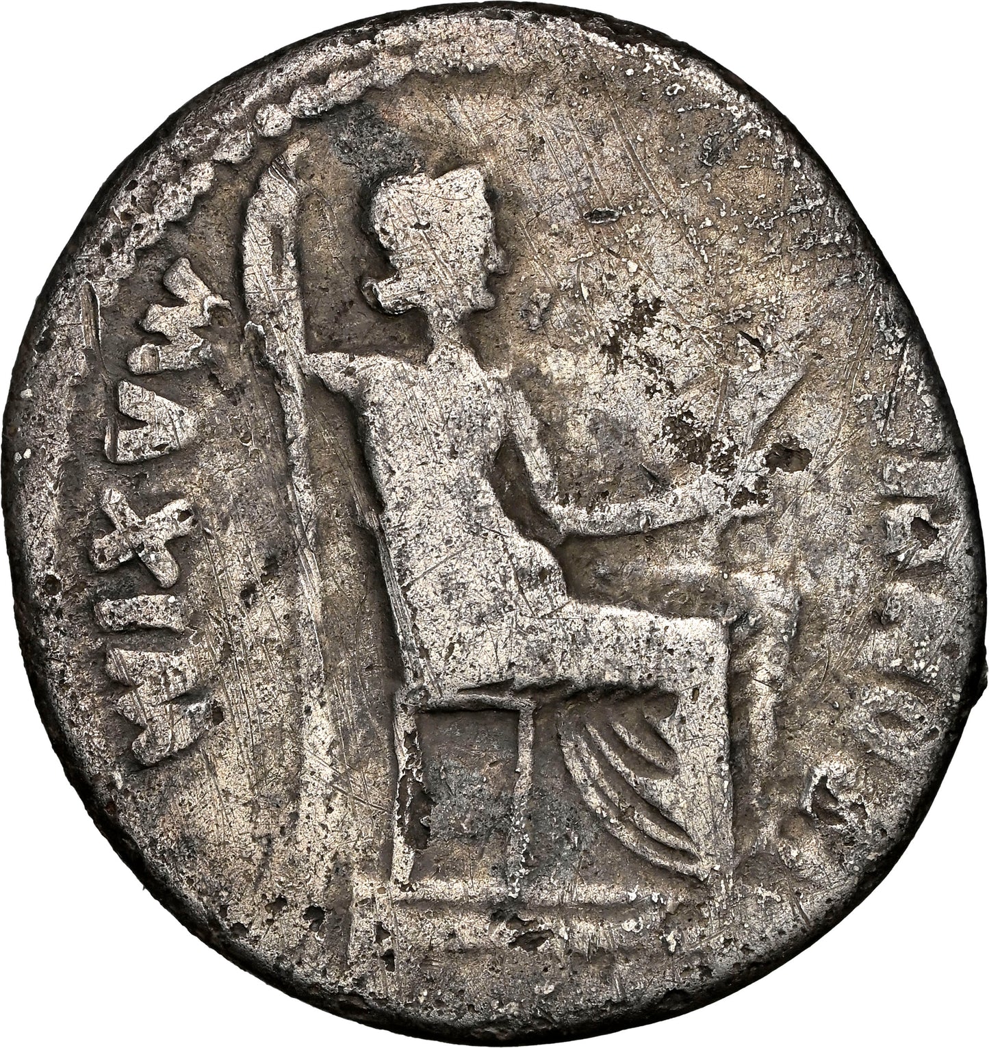 Roman Empire - Tiberius - Silver Denarius - NGC VG - RIC:30