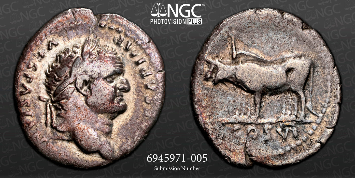 Roman Empire - Titus - Silver Denarius - NGC Ch F - RIC:197