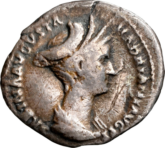 Roman Empire - Sabina - Plated Denarius - NGC Ch F - RIC:411