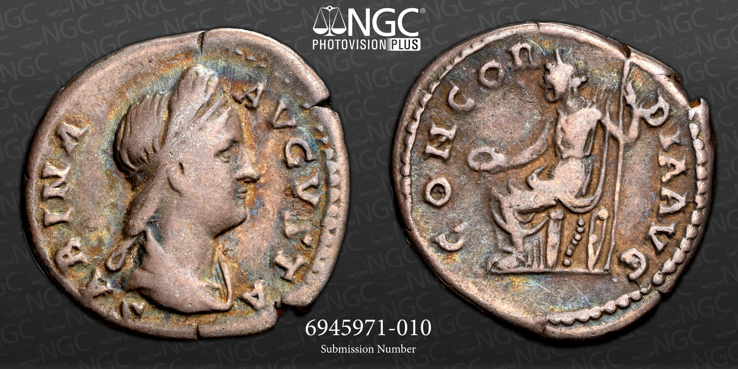 Roman Empire - Sabina - Silver Denarius - NGC F - RIC:391