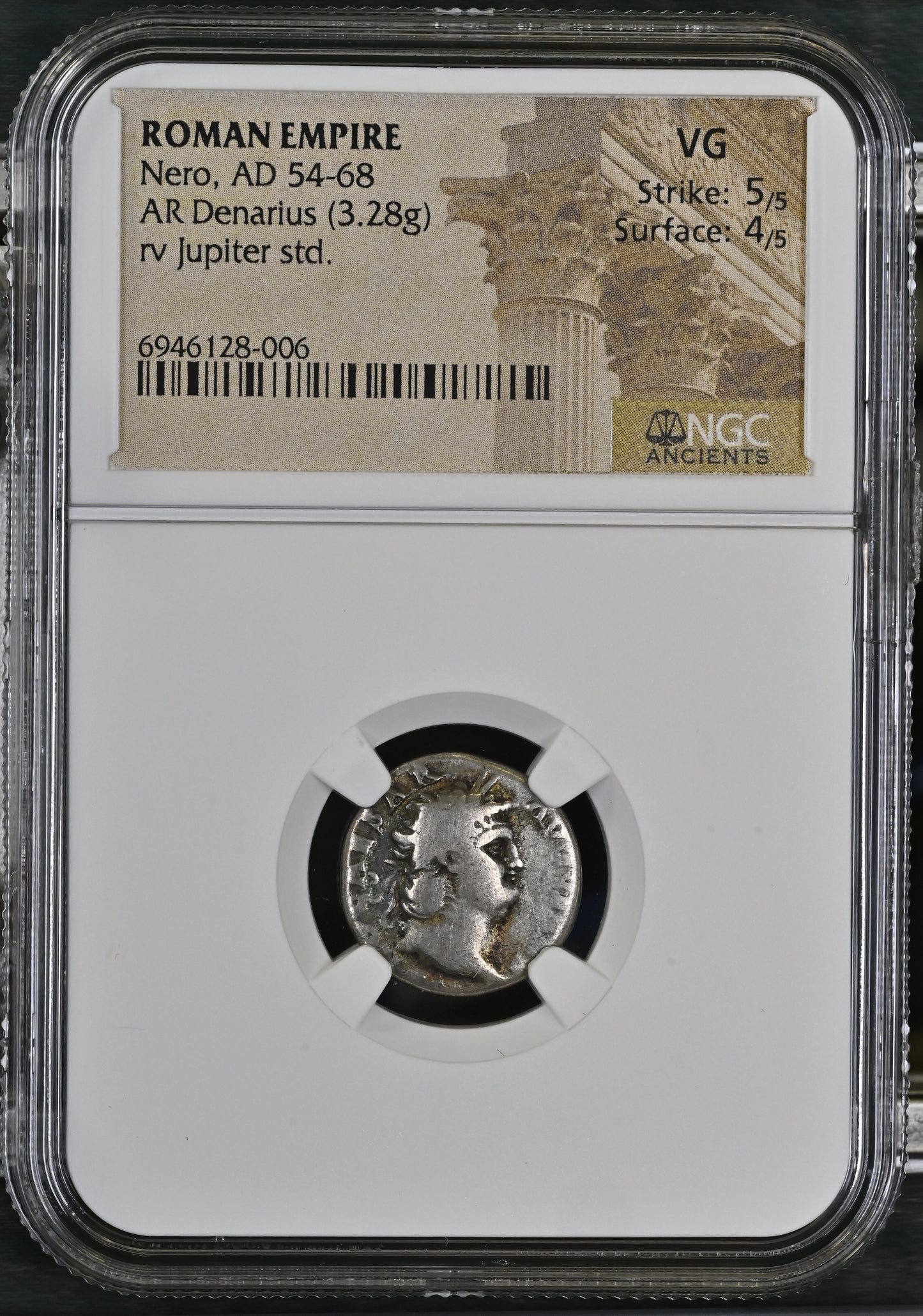 Roman Empire - Nero - Silver Denarius - NGC VG - RIC:45