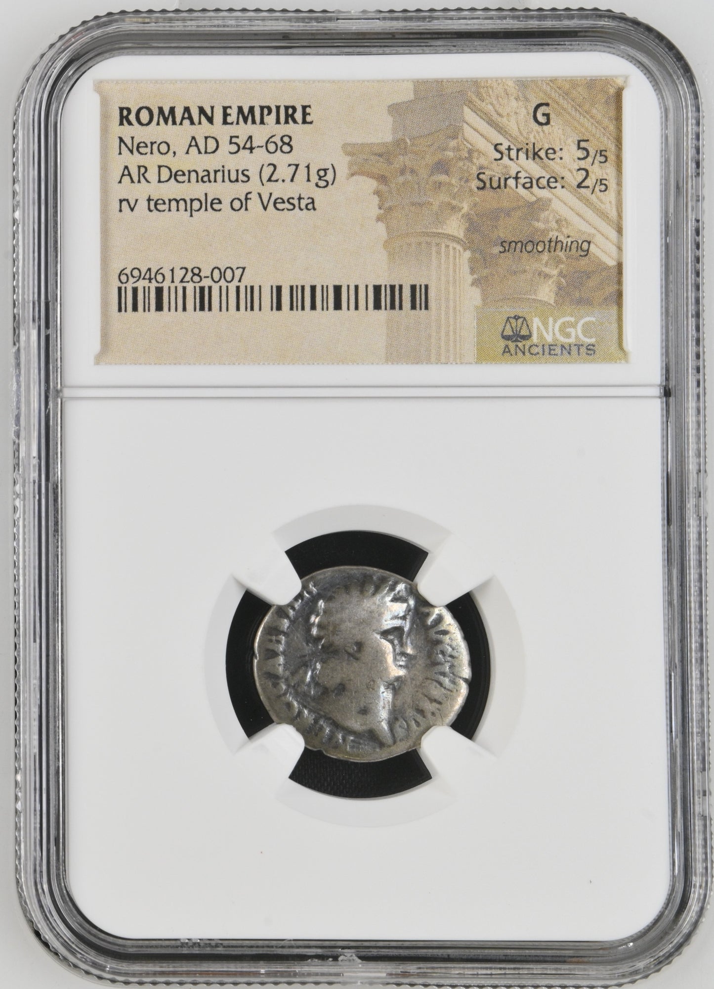 Roman Empire - Nero - Silver Denarius - NGC G - RIC:58