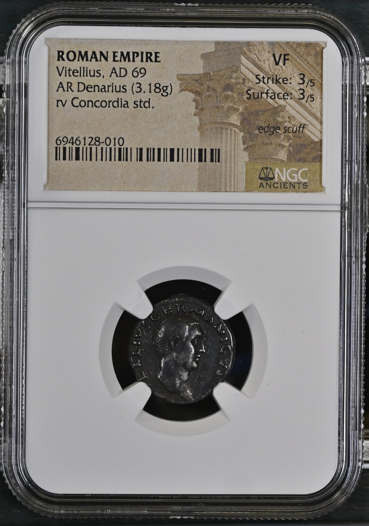 Roman Empire - Vitellius - Silver Denarius - NGC VF - RIC:66