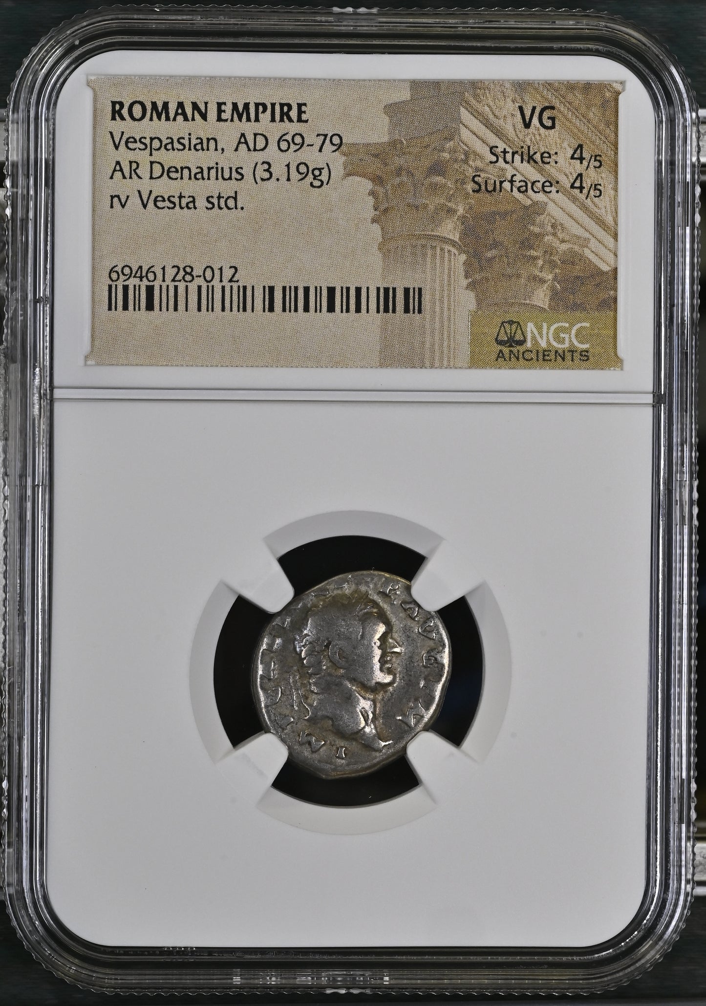 Roman Empire - Vespasian - Silver Denarius - NGC VG - RIC:37