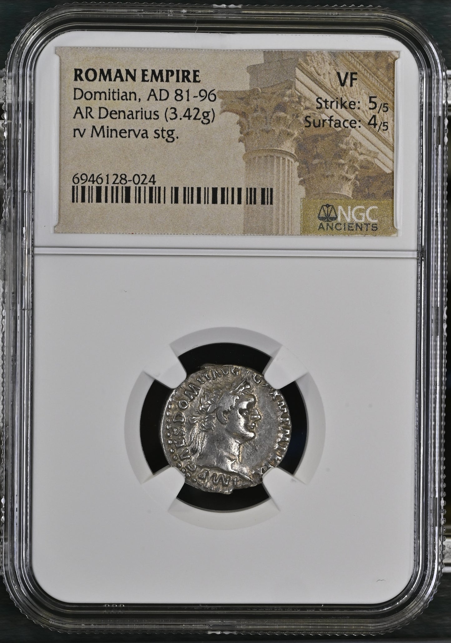 Roman Empire - Domitian - Silver Denarius - NGC VF - RIC:722