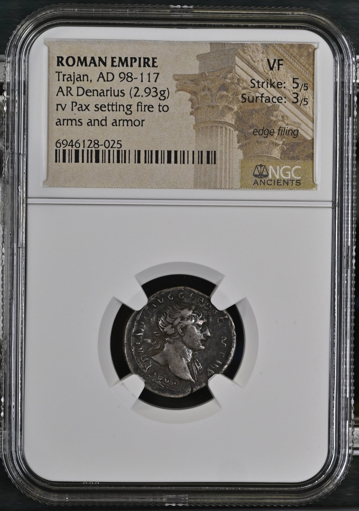 Roman Empire - Trajan - Silver Denarius - NGC VF - RIC:102