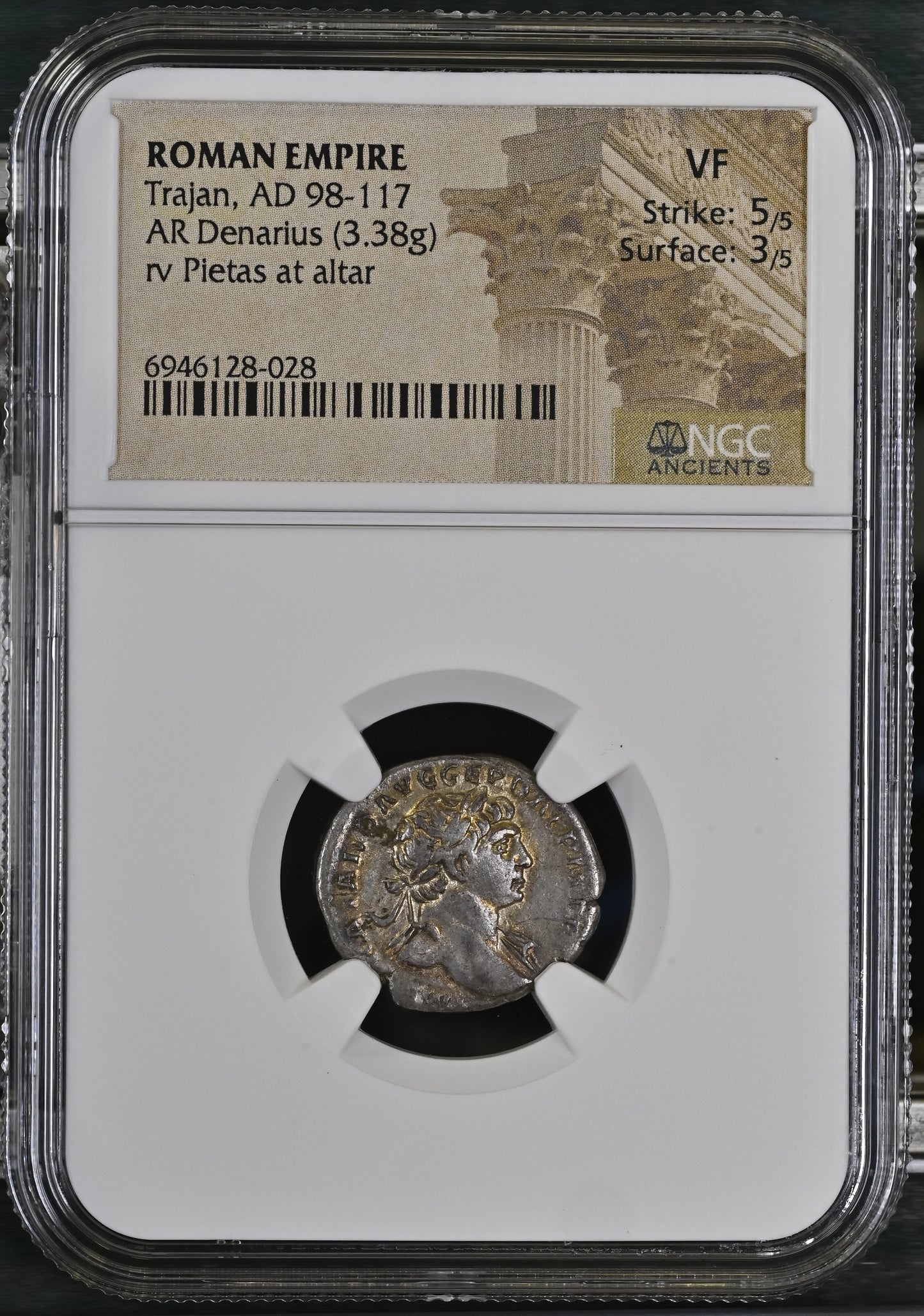 Roman Empire - Trajan - Silver Denarius - NGC VF - RIC:104