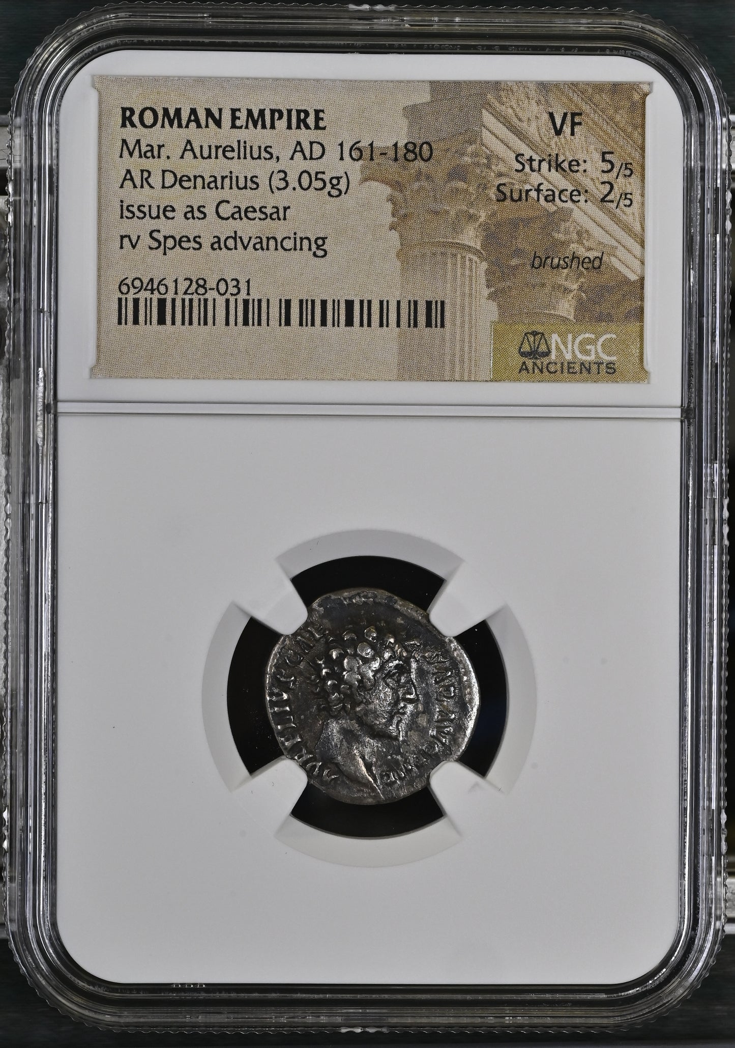 Roman Empire - Marcus Aurelius - Silver Denarius - NGC VF - RIC:437