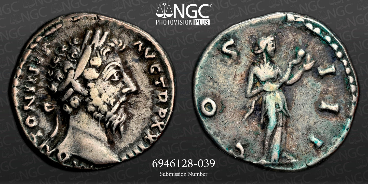 Roman Empire - Marcus Aurelius - Silver Denarius - NGC VF - RIC:216