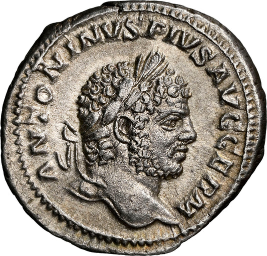 Roman Empire - Caracalla - Silver Denarius - NGC Ch XF - RIC:246