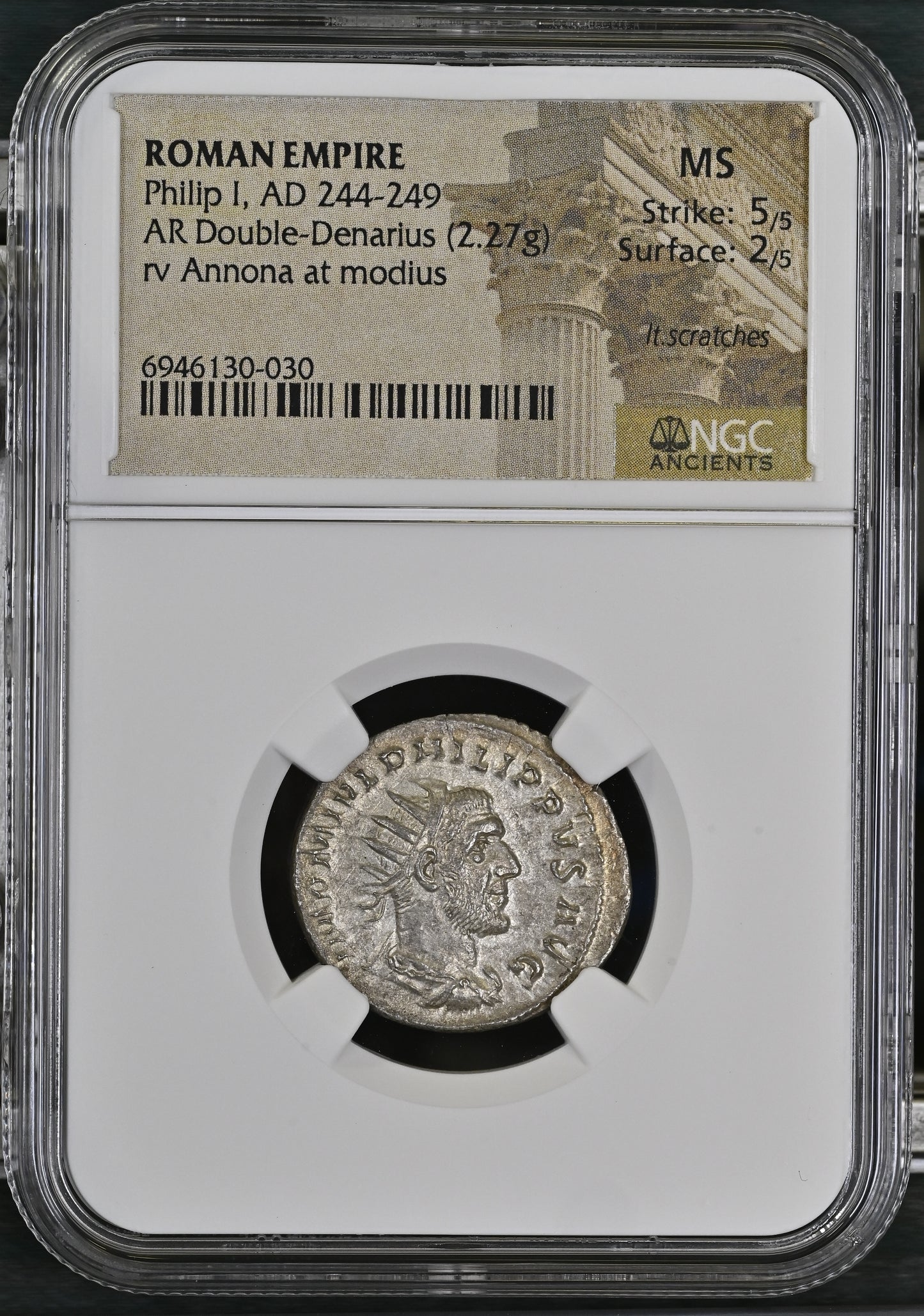Roman Empire - Philip I - Silver Double-Denarius - NGC MS - RIC:28c