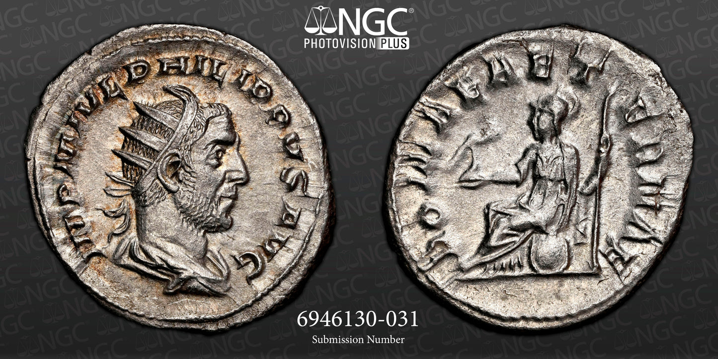 Roman Empire - Philip I - Silver Double-Denarius - NGC MS - RIC:44