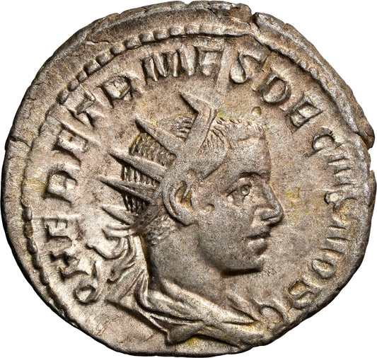 Roman Empire - Herennius Etruscus - Silver Double-Denarius - NGC Ch VF - RIC:149