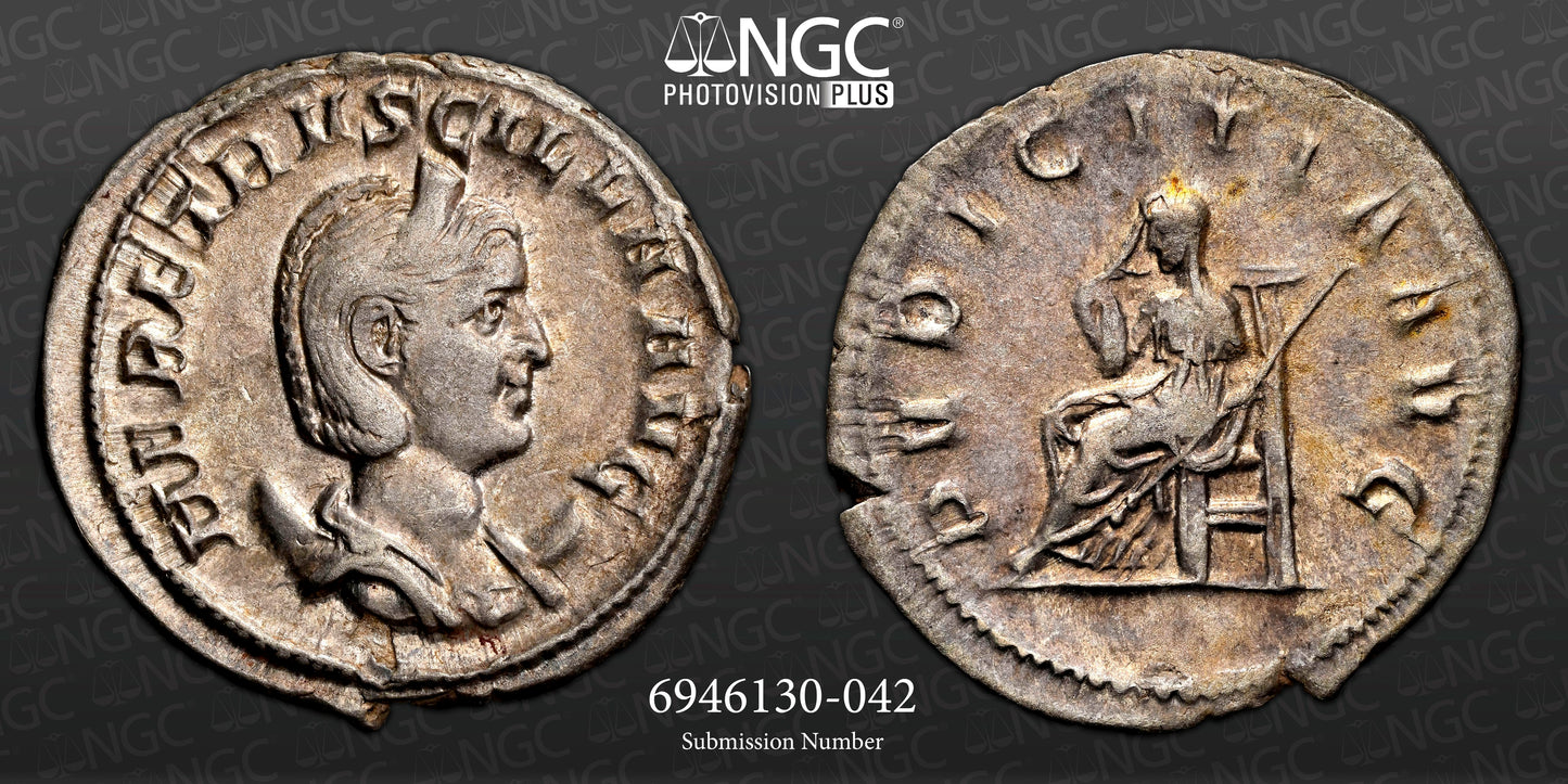 Roman Empire - Herennia Etruscilla - Silver Double-Denarius - NGC Ch VF - RIC:59b