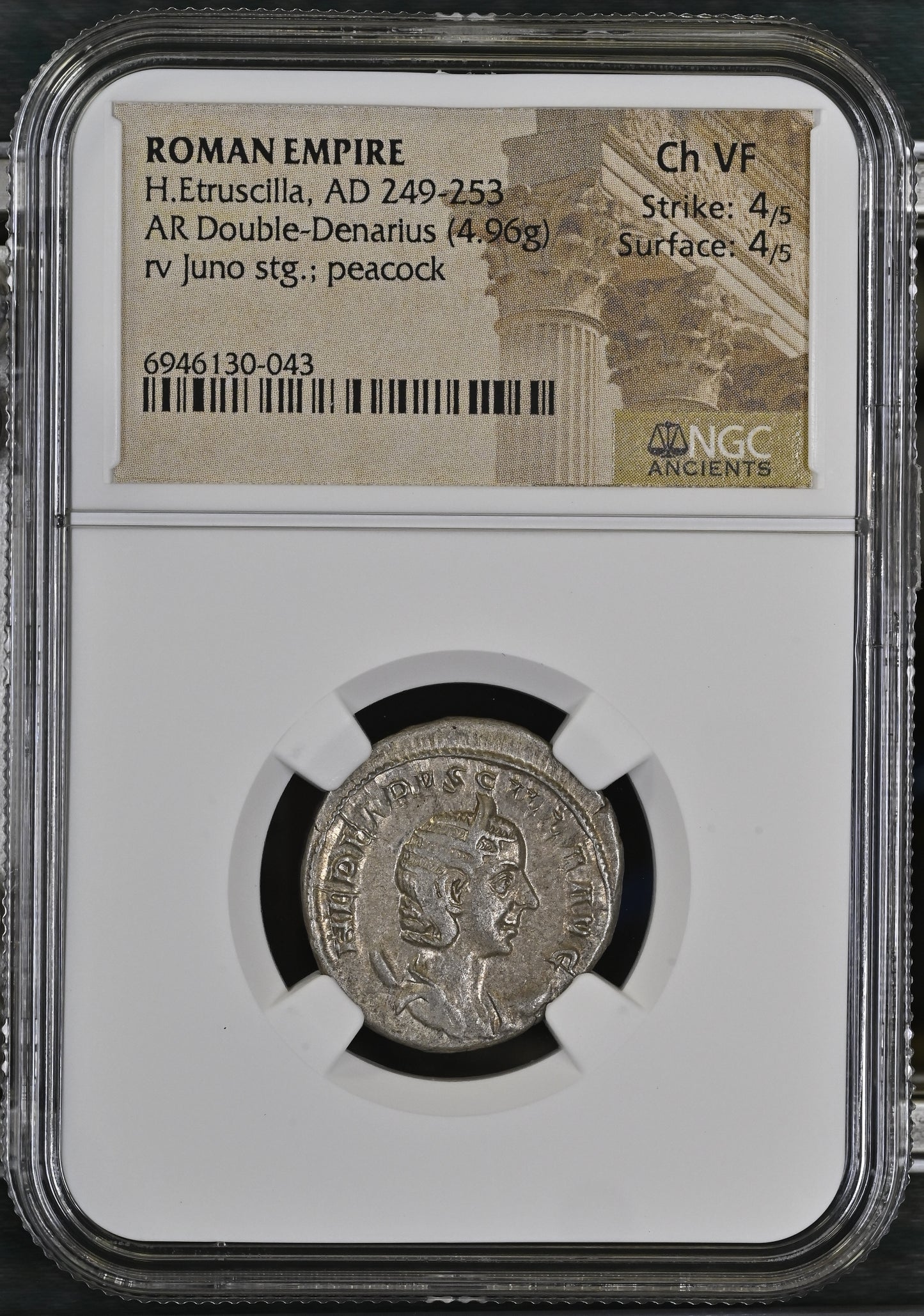 Roman Empire - Herennia Etruscilla - Silver Double-Denarius - NGC Ch VF - RIC:57