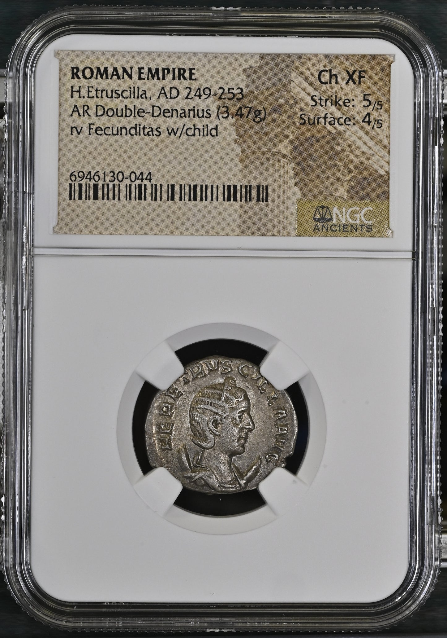 Roman Empire - Herennia Etruscilla - Silver Double-Denarius - NGC Ch XF - RIC:55b