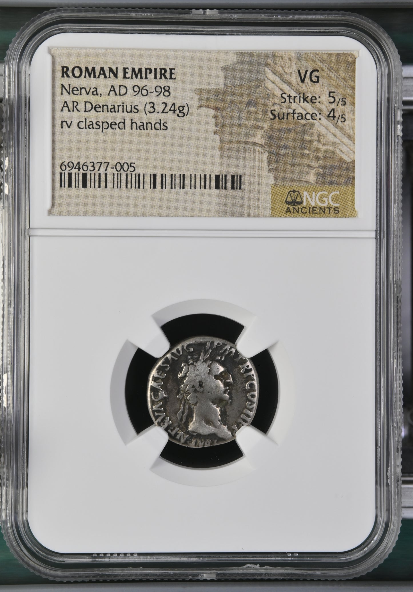 Roman Empire - Nerva - Silver Denarius - NGC VG - RIC:2