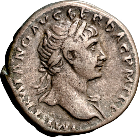 Roman Empire - Trajan - Silver Denarius - NGC Ch F - RIC:130