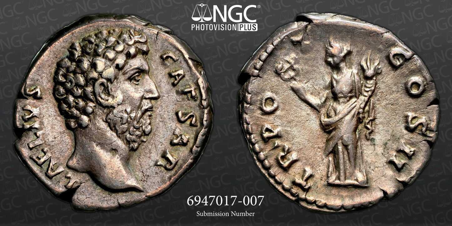 Roman Empire - Aelius Caesar - Silver Denarius - NGC Ch VF - RIC:2634