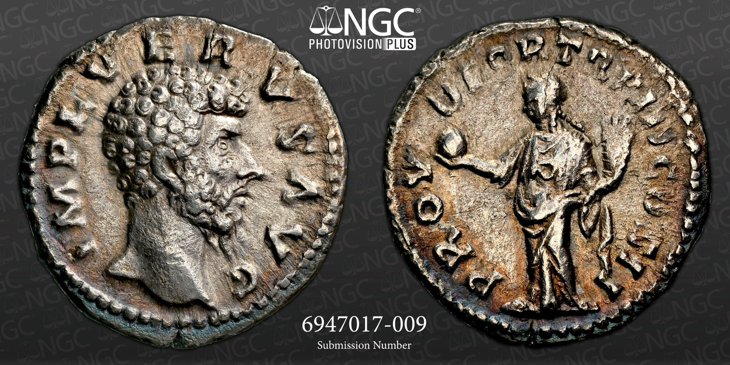 Roman Empire - Lucius Verus - Silver Denarius - NGC Ch VF - RIC:485