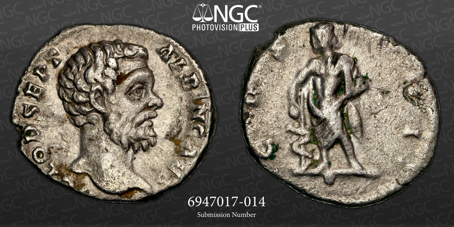 Roman Empire - Clodius Albinus - Silver Denarius - NGC Ch VF - RIC:2