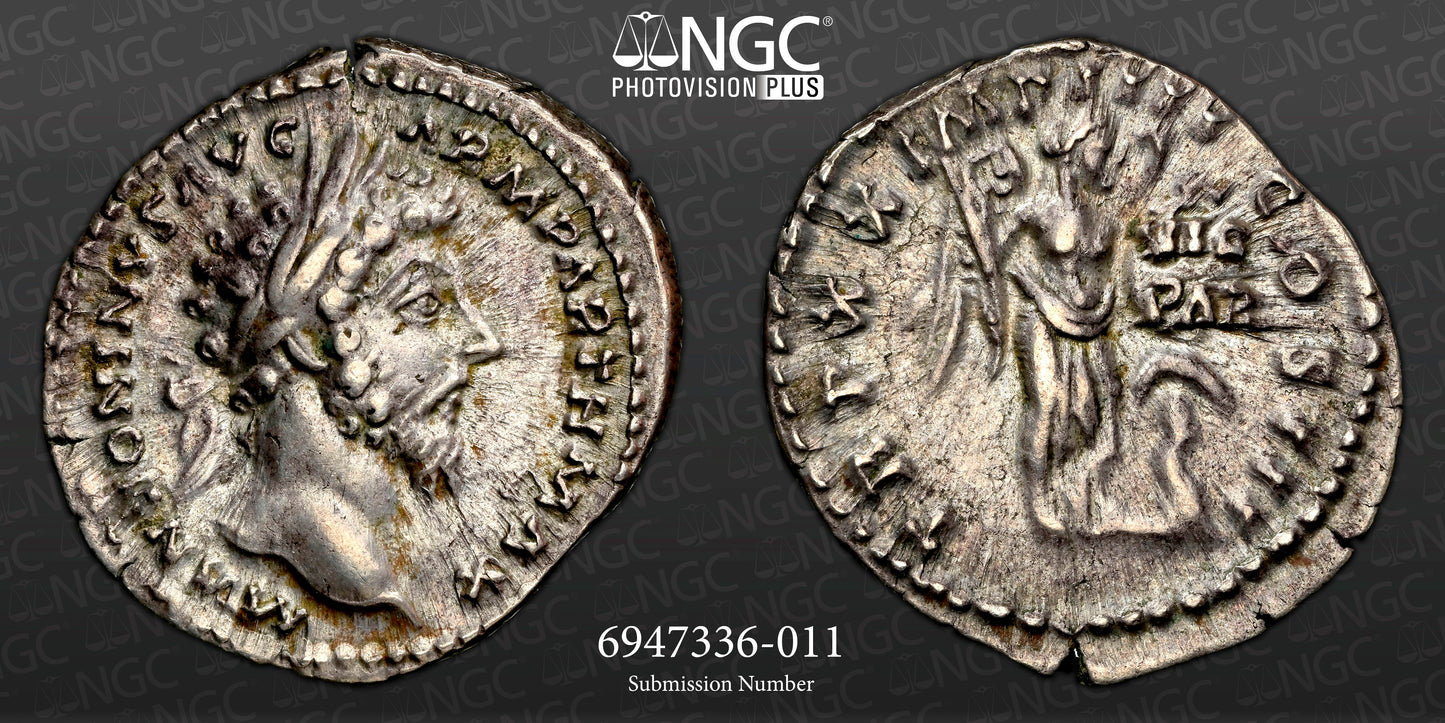 Roman Empire - Marcus Aurelius - Silver Denarius - NGC XF - RIC:163