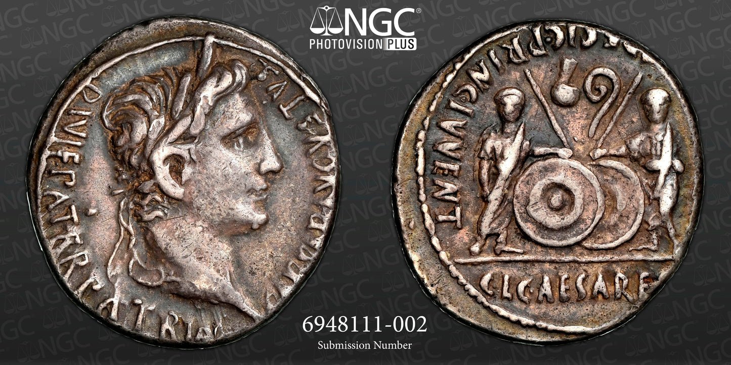 Roman Empire - Augustus - Silver Denarius - NGC Ch VF - RIC:207