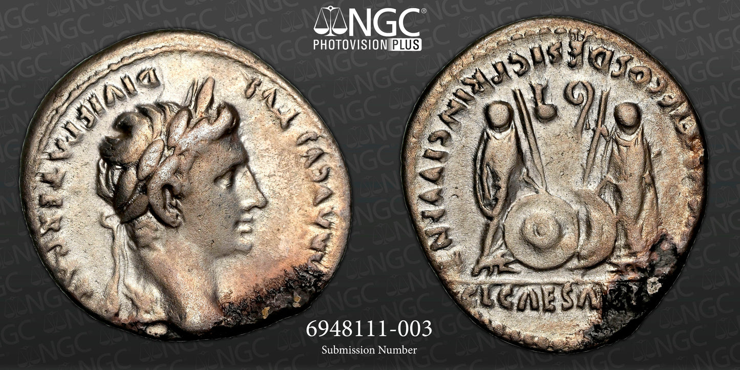 Roman Empire - Augustus - Silver Denarius - NGC Ch F - RIC:207